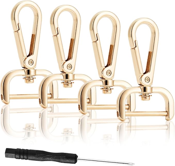 4PCS Detachable Snap Hook Swivel Clasp with Screw Bar, Multiple Sizes Hardware for Changing Bag Straps,Gold1