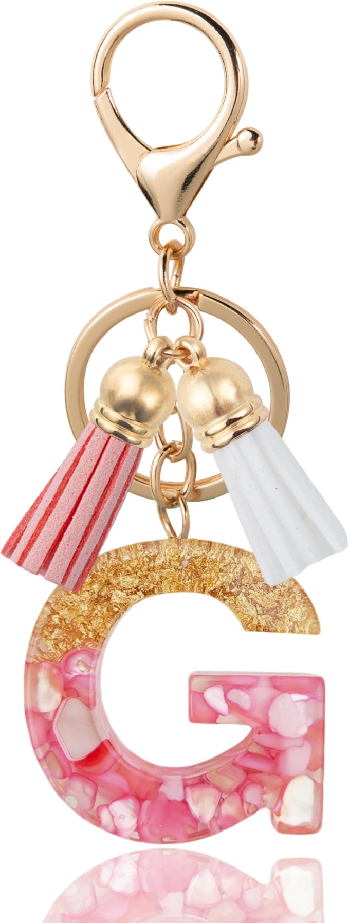 Initial Letter Keychain Cute Resin with 2 PU Tassel, Letter Keychain for Backpack Charms, Initial Keychains for Women