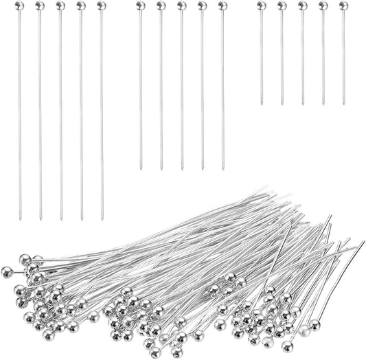 PATIKIL 0.8/1.2/1.6Inch Ball Pins, Jewelry Making Headpins Straight Pins Findings Bendable for DIY Craft Bracelet Necklace Earring Pendant Making Supplies-600Pcs(Silver Tone)