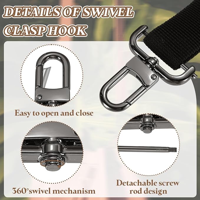 PATIKIL 1.3 Inch Swivel Clasp Hooks, 2 Pcs Detachable Snap Hook with Screw Bar, Swivel Lobster Claw Clasps for Bag Strap Replacement Purse Lanyard DIY Craft Hardware, Black