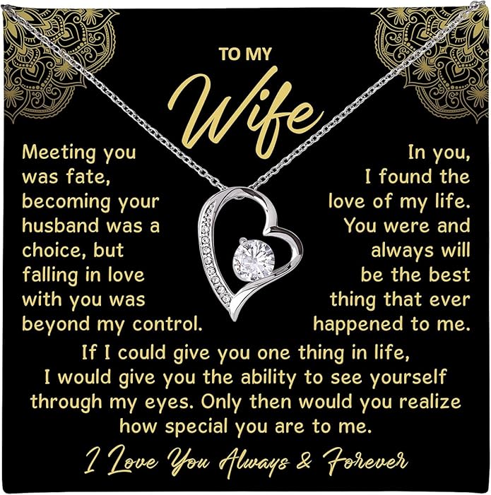 Mapileng To My Wife – Love Knot Necklace from Husband with Heartfelt Message Card & Elegant Luxury Gift Box, A Meaningful Romantic Jewelry Gift for Anniversary, Birthday, Wedding, Christmas