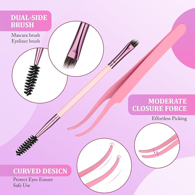 YIDUO Wispy Lash Clusters Kit Natural Individuals DIY Eyelash Extensions, C-Curl Volume Studio Effect 244Pcs Combo Pack with Bottom Lash|Glue|Tweezers|Removers|Eyelash&Eyebrow Brush