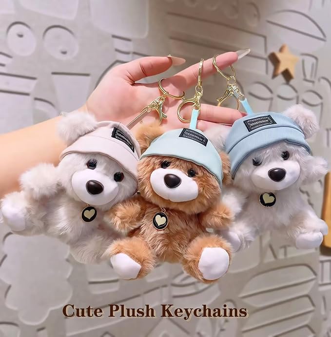 Cute Key Chain Plush Bear Bag Charm Teddy Bear Keychain Gift For Handbag,Purse, Backpack, Car Keys