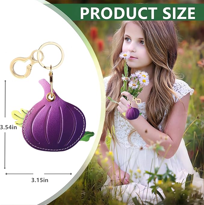 Leather Keychain Holder Case Compatible with AirTag,Cute Protective Apple Air Tag Cover with Keychain Ring,Anti-Scratch Finder GPS Tracker Case for Wallet Keys,bag,pets(Ficus Carica)