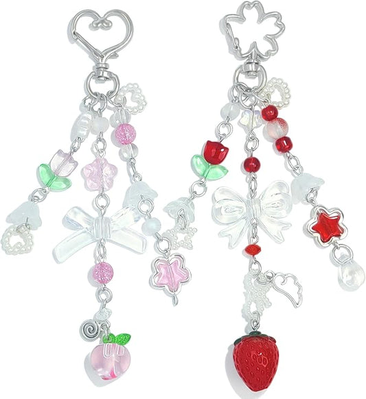 Cute Pink Keychain,Fuzzy Cat Keychain Aesthetic Y2K KeychainStylish KeychainsAccessories