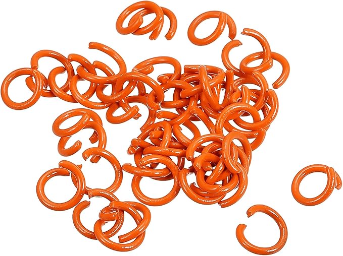 uxcell Open Jump Rings, 10mm Colorful O-Ring Connectors for DIY Crafts Jewelry Making, Carbon Steel, Orange, 100Pcs