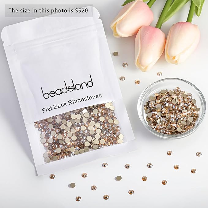 Beadsland Flat Back Crystal Rhinestones Round Gems for Nail Art and Craft Glue Fix, Golden Shadow, 10mm, SS50/144pcs