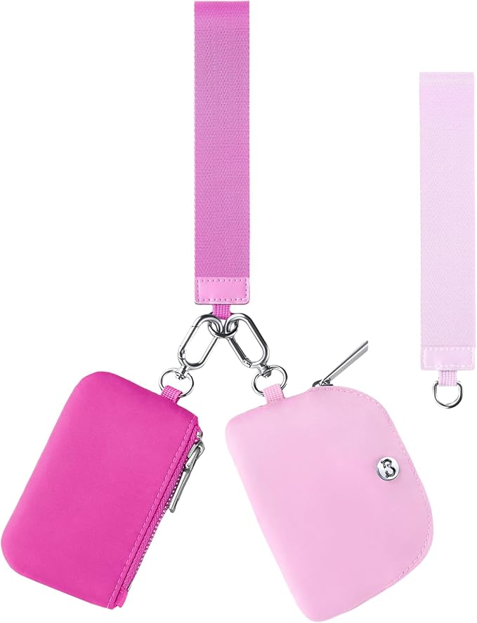 Babysun Mini Zip Around Dual Pouch Wristlet With 2 Straps Wristlet Keychain Wallet for Women Coin Purse Small Cute for Teen Girl