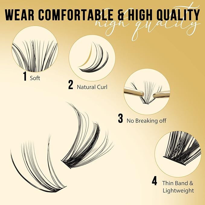 QUEWEL Lash Clusters 320Pcs Cluster Lashes 20D+30D C Curl Lash Cluster Eyelash Extensions Mix12-18mm Individual Eyelashes Clusters Wispy Lash Clusters Thin Band Soft to Use at Home(20D+30D C Mix12-18)
