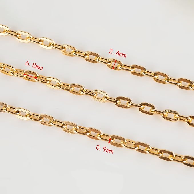 32.8 Feet Gold Plated Chain Bulk, Aluminum Paperclip Necklace Bracelet Chain for Women Men Jewelry Making Chain Roll with Jump Rings and Lobster Clasps
