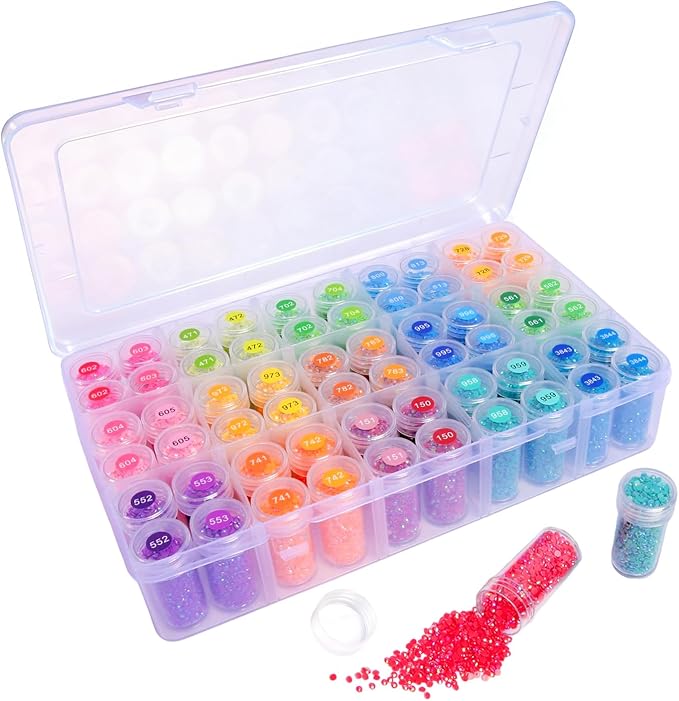 Diamond Art Painting Storage Bead Organizer, 1pack 60 Bottle,15 Grids Adjustable Partitions Containers Case (Beads not Included)