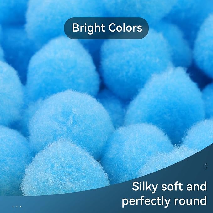 150 Pcs Pom Poms, 1 Inch Light Blue Craft Pom Poms, Mother's Day Fuzzy Pompom Puff Balls, Small Pom Pom Balls for DIY Arts, Crafts Projects, Home Decorations