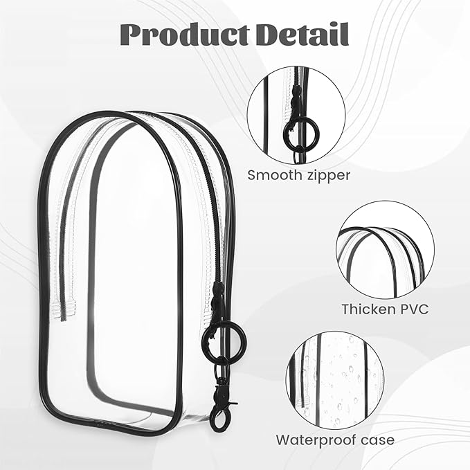 Clear Keychain Pouch, Keychain Figure Display Case for 17cm Doll, Waterproof Hanging Figure Display Bag with Keychains, Small Clear Makeup Zipper Pouches Bag Closure for Blind Box Dolls Collection