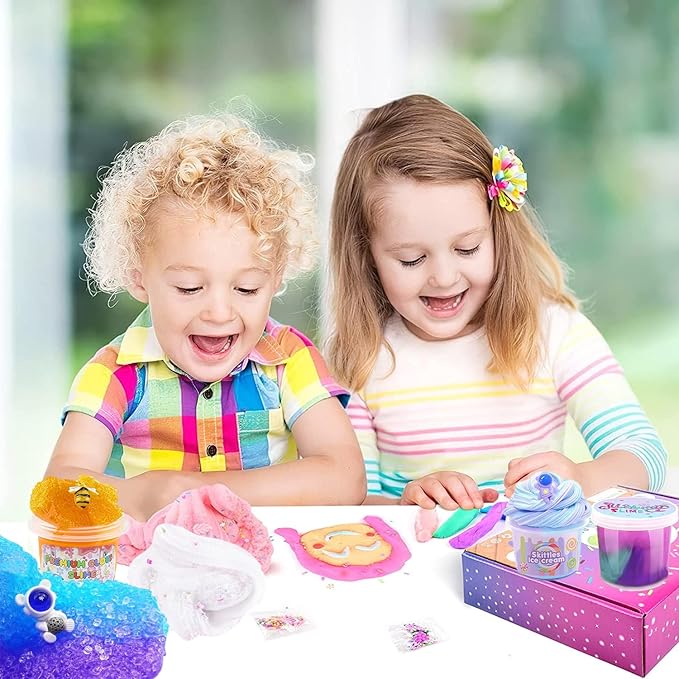 Crunchy Slime Set 12 Packed for Kids,Super Soft and Non-Sticky Stress Relief Clear Slime Kit Toy,DIY Butter Slime Party Favor for Girls & Boys Goodie Bags Stuffers