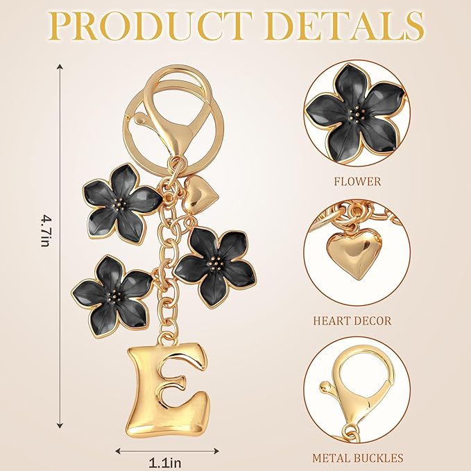 Snycler Bubble Initial Keychain Graceful Flower for bags car remote–A-Z Letter Charms for Women
