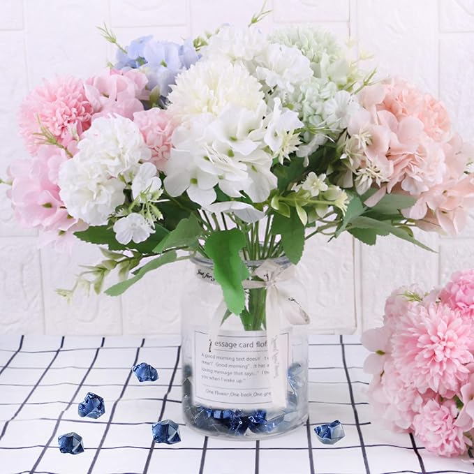 HappyFiller Fall Decoration Grey Blue Fake Crystal Dazzlers Acrylic Ice Rocks 160 PCS Faux Cubes Stones for Vase Fillers,Wedding Centerpieces,Party Decor,Table Scatter,Home Accents,14 OZ