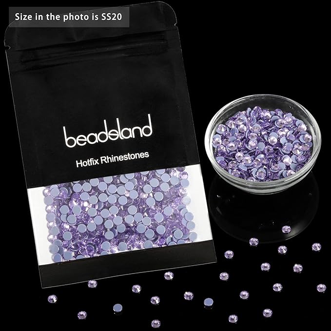 Beadsland Hotfix Rhinestones, 2880pcs Flatback Crystal Rhinestones for Crafts Clothes DIY Decorations,Violet, SS10, 2.7-2.9mm