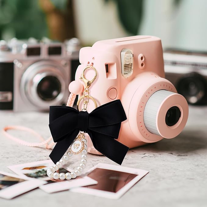 Joez Wonderful Pearl Bow Keychain, Cute Pink Bowknot & Pearl Keyring Charms, Aesthetic Keychain