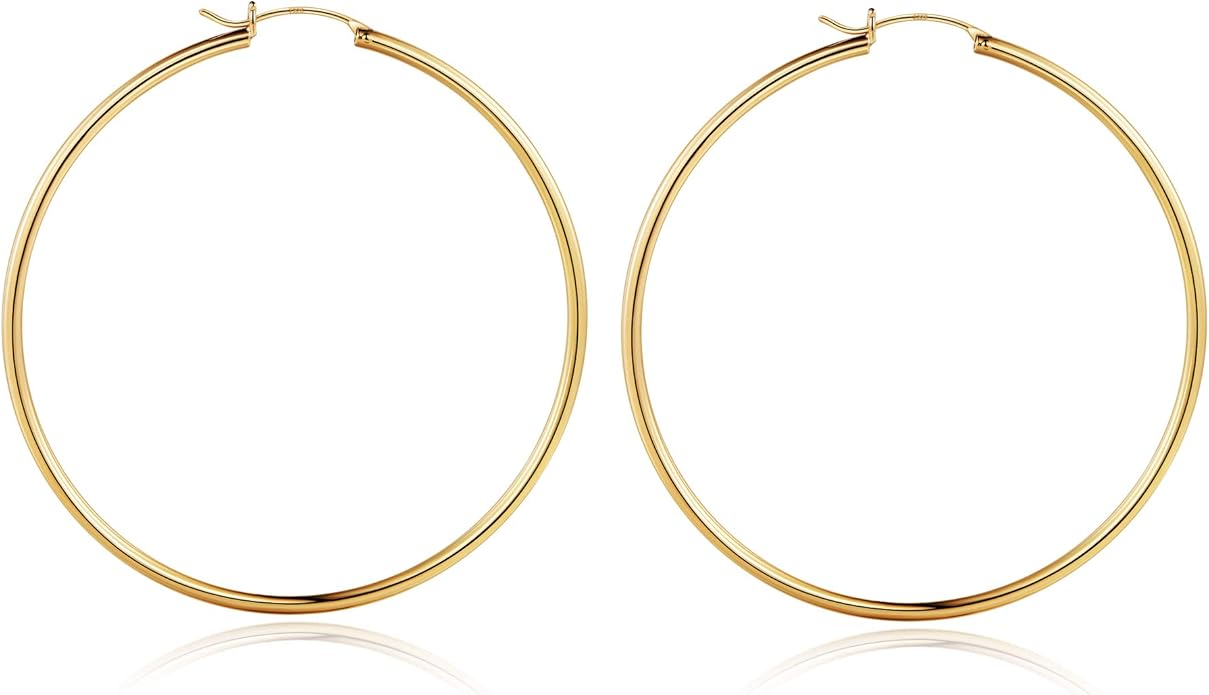M MOOHAM 14K-Gold-Plated Hoop Earrings for Women - Hypoallergenic 14K Gold 925 Sterling silver-plated Post Sensitive Ears Nickel Free Hoops Earrings Set for Women Jewelry Lightweight 13-60mm
