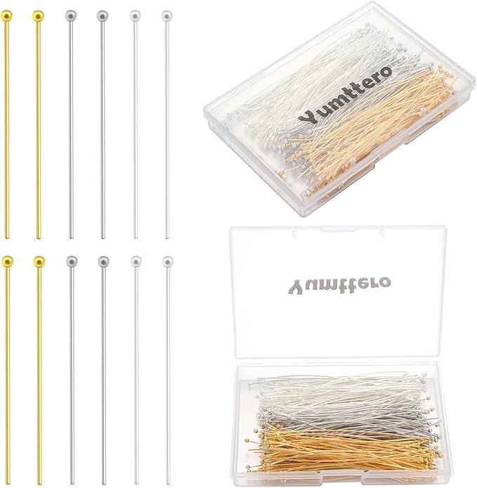 210 Pcs Ball Pins for Jewelry Making Head Pins Eye Pins, Yumttero Straight Pin for Craft Earring Bracelet Necklace Pendant Jewelry Making