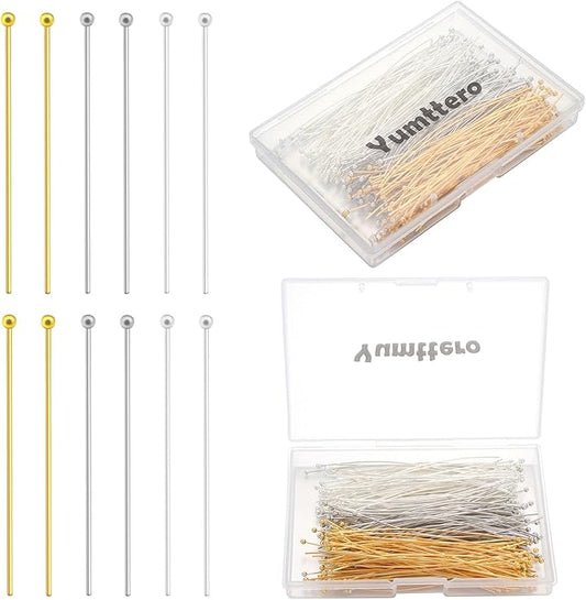 210 Pcs Ball Pins for Jewelry Making Head Pins Eye Pins, Yumttero Straight Pin for Craft Earring Bracelet Necklace Pendant Jewelry Making