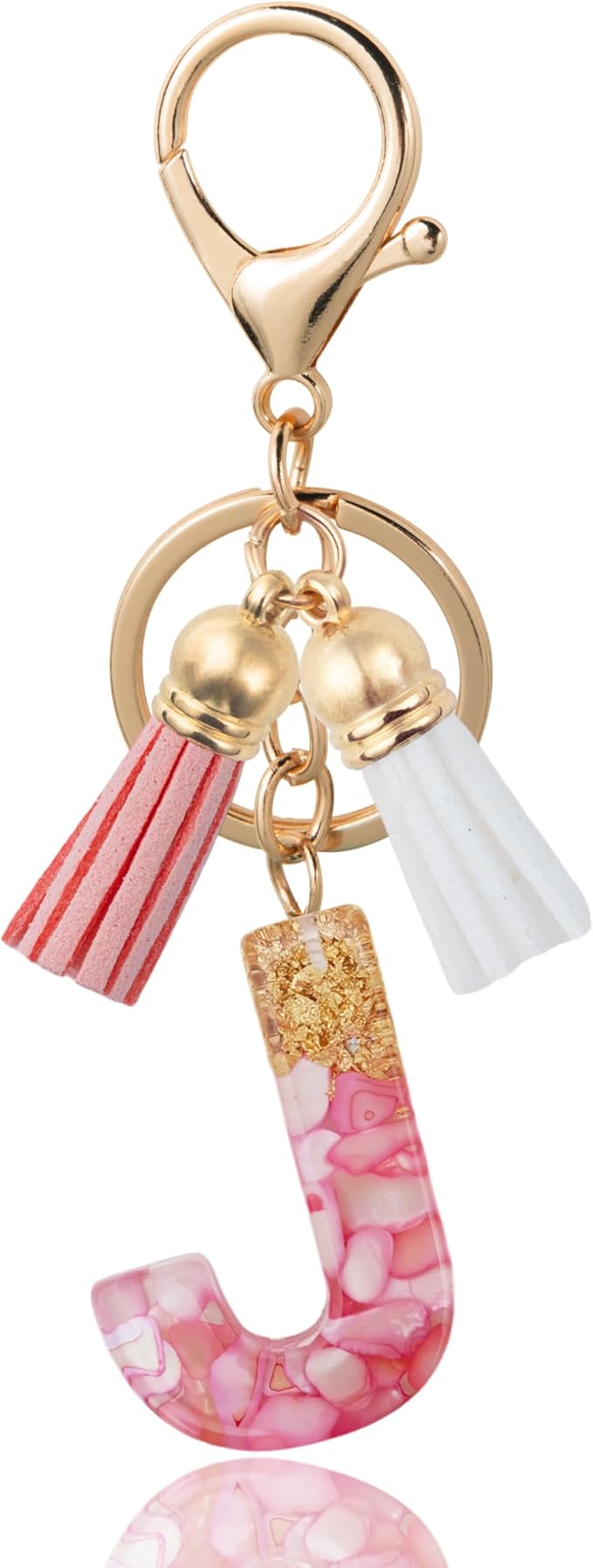Initial Letter Keychain Cute Resin with 2 PU Tassel, Letter Keychain for Backpack Charms, Initial Keychains for Women