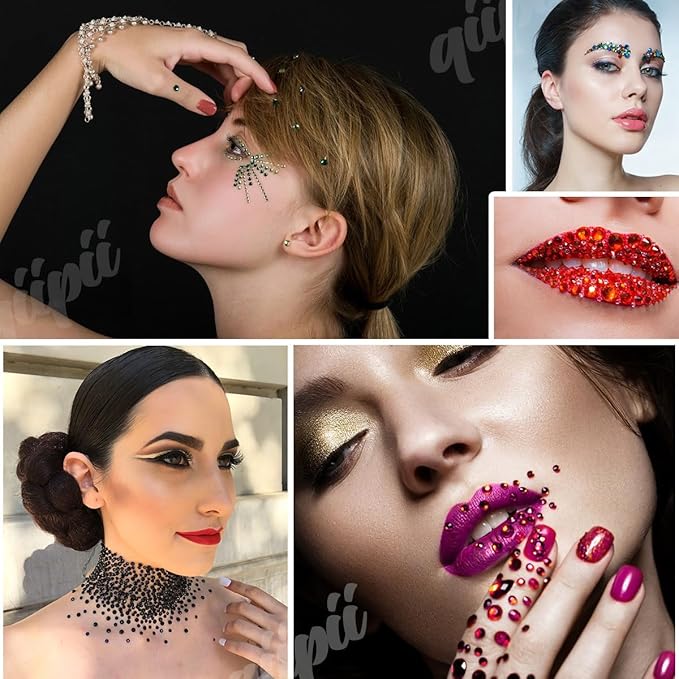 4 Boxes Light Red Crystal Resin Rhinestones w B7000 Glue for Bedazzling Crafting 3mm 4mm 5mm 6mm Flatback Stones Diamonds Crystals Gems for Face Eyes Makeup Tumblers Bottles DIY Crafts Clothes
