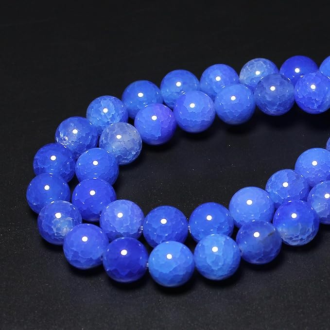 MJDCB Natural Stone Beads 6mm 60pcs Round Blue Dragon Vein Agate Loose Gemstone Bead Charms for Jewelry Making Bracelet Necklace Earring Pendant