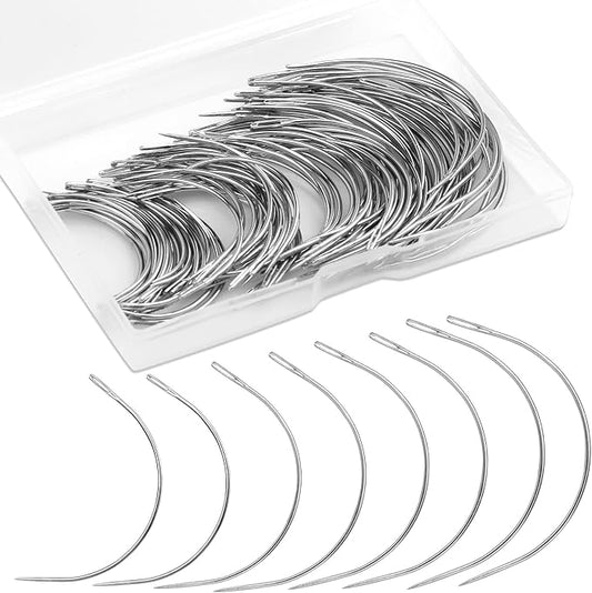 100 PCS Curved Needles, Sewing Needles, Leather and Weaving Needles for Carpet Leather Canvas Repairing, Blocking Knitting, Modelling and Crafts