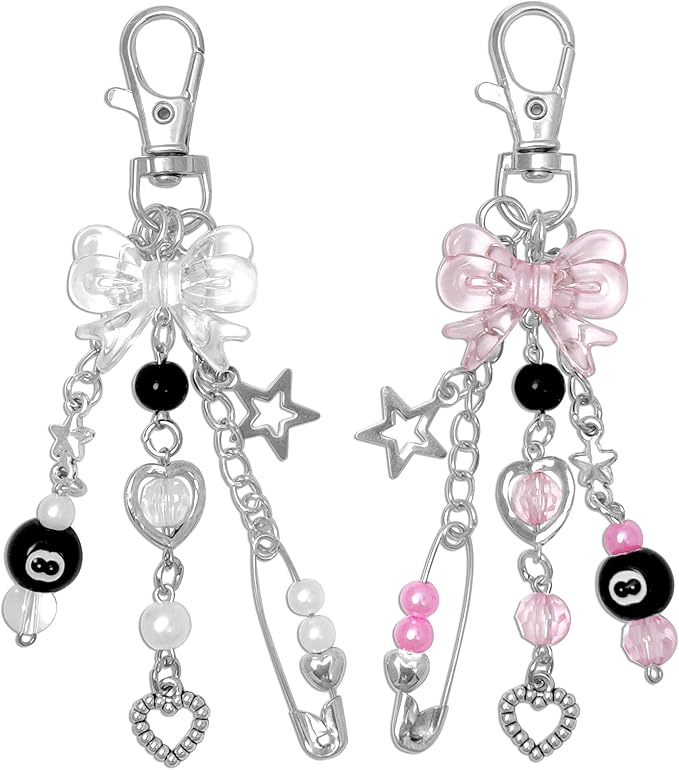 Y2K Aesthetic Keychains for Women Cute Flowers Star Cake Jellyfish Keychins Charms Kawaii Bag Purse Decor