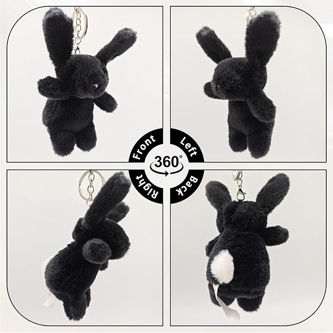 Bunny Keychain Plush 3.5'Inch Bag Charms Cute Stuff Mini Backpack Purse Charms Rabbit Key Chains Women Cute Girls Gift