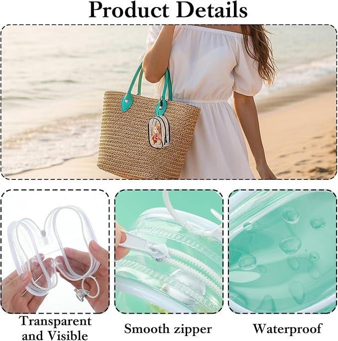 Teaaha Clear Makeup Bag for Women, 3 Pack Black/White Mini Waterproof Make up Cosmetic Pouch Keychain Organizer, See-Through Travel Zipper Bags for Toiletry, Carry-On Travel Accessories Essentials
