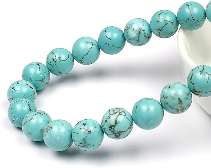 MJDCB Best Sellers Stone Beads Turquoise Round Loose Beads for Jewelry Making DIY Bracelet Necklace (6mm)