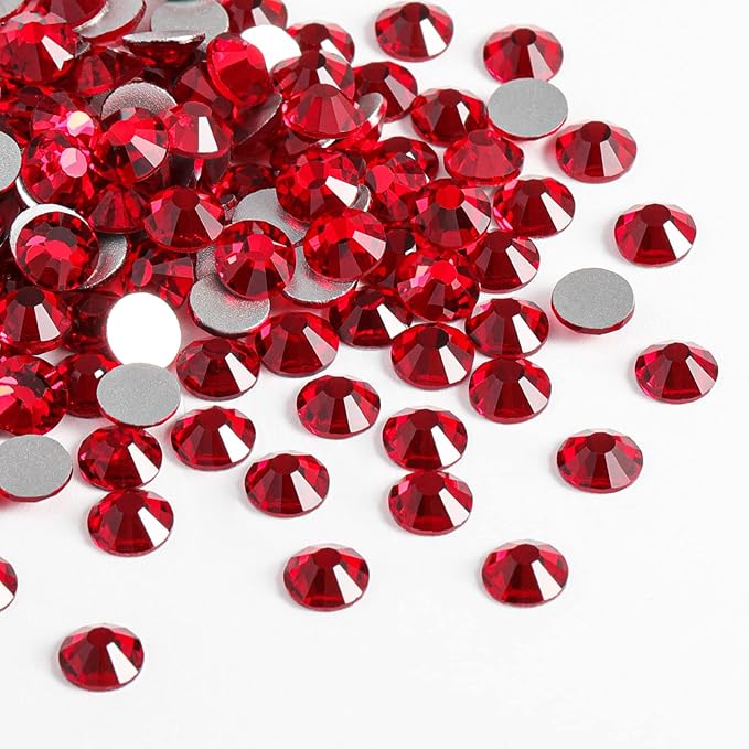 Beadsland Flat Back Crystal Rhinestones Round Gems for Nail Art and Craft Glue Fix, Siam, 1.2-1.4mm, SS3/1440pcs