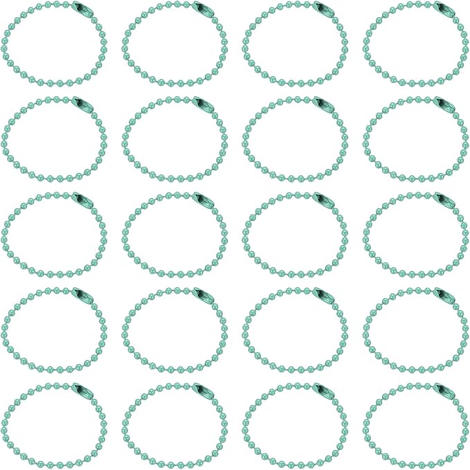 MECCANIXITY 30Pcs 5 Inch Ball Bead Chain, Metal Ball Chain with Connectors for Keychain Hanging Ornament Tag Jewelry Necklace Christmas Decoration,Turquoise Green