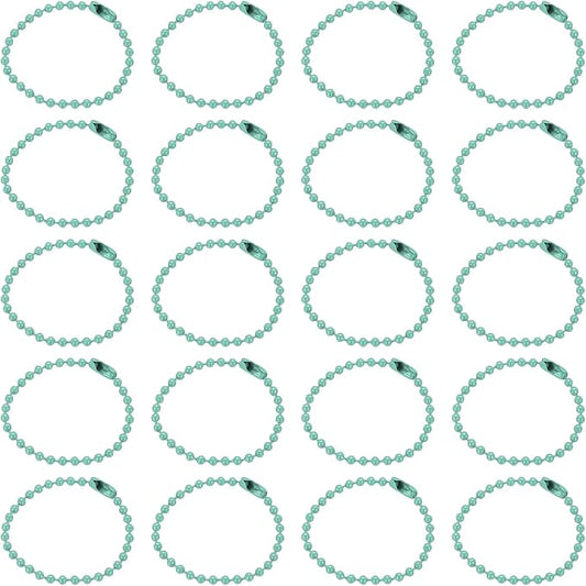 MECCANIXITY 30Pcs 5 Inch Ball Bead Chain, Metal Ball Chain with Connectors for Keychain Hanging Ornament Tag Jewelry Necklace Christmas Decoration,Turquoise Green
