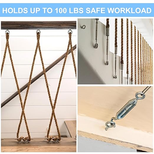 Aovchei 304 Stainless Steel Eye Screws - 9 Pcs 2.5" Heavy Duty Screw Hooks, Rust-Resistant Self Tapping for Wood, Cables & Artwork Hanging (Indoor/Outdoor)
