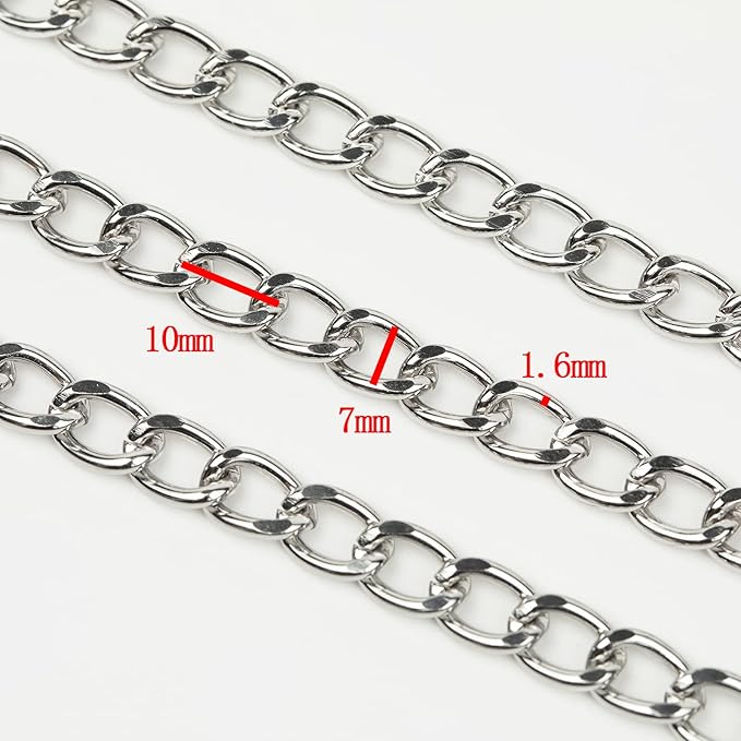 16.4 Feet Twisted Curb Chain Links Silver Plated Aluminum Bracelet Necklace Chain Bulk for DIY Craft Jewelry Making with Lobster Clasps and Jump Rings