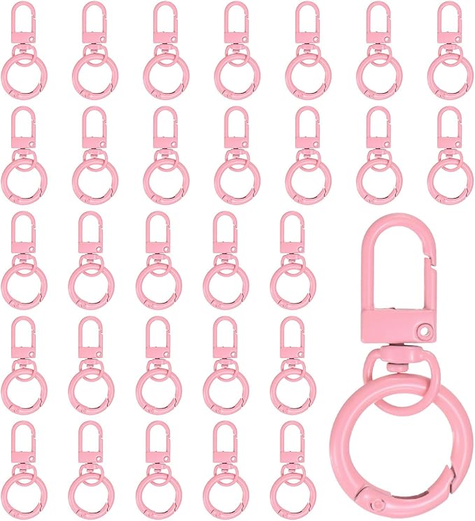 30-Pack Lobster Claw Clasp, Zinc Alloy Swivel Trigger Snaps Spring Clasps Hooks for Keychain Buckle/Lanyard/Straps/Purse, Spring Clasps Clips [Pink]