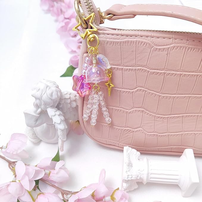 Y2K Aesthetic Keychains for Women Cute Flowers Star Cake Jellyfish Keychins Charms Kawaii Bag Purse Decor