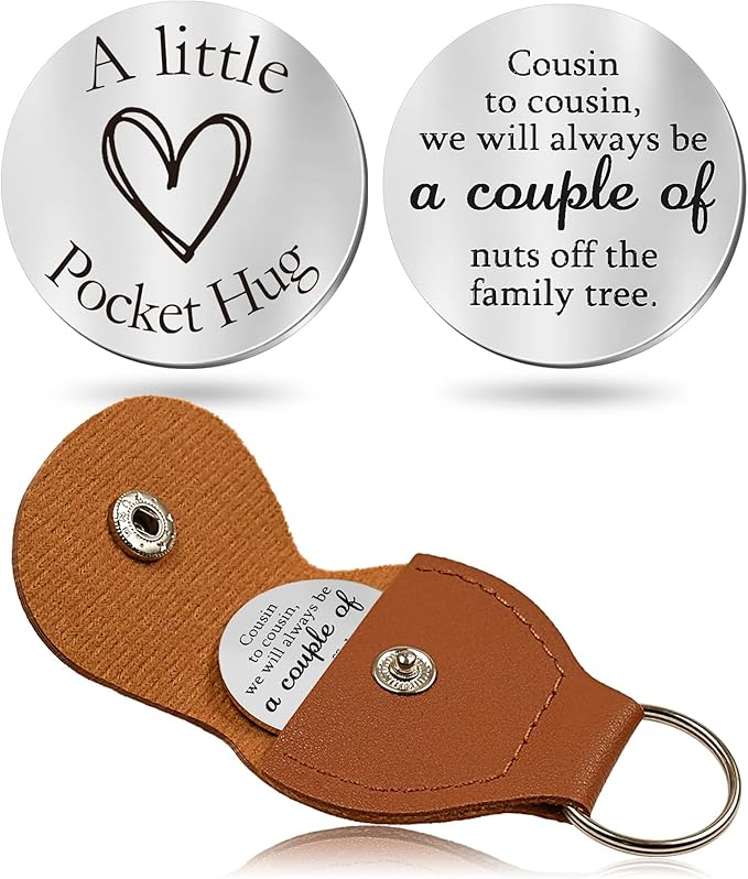 OUMILAN Pocket Hug Token Gifts for Men Boyfriend Girlfriend Inspirational Gift for Son Daughter Brother with Leather Keychain
