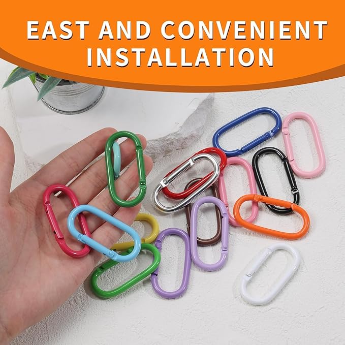 32Pcs Colorful Carabiner Clips,Oval Spring Clips Keychain Clip,Cute Carabiner Aluminum Hook Accessories Snap Link Key Chain Ring Hook