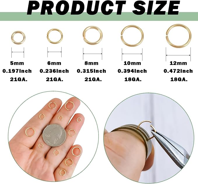 500Pcs 6mm Gold Plated Stainless Steel Jump Rings 21 Gauge Metal O Rings Close but Unsoldered Single Loop Connectors for Jewelry Necklaces Bracelet Earrings Keychain DIY Making