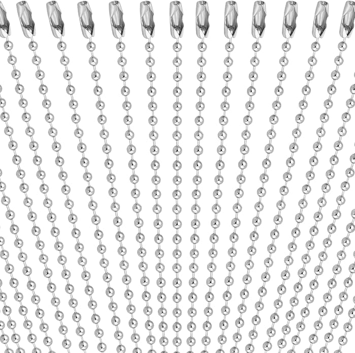 Forise 100Pcs Ball Beads Chain Bulk, Keychain Rings Metal Chain,4.72 Inch Dog Tag Metal Small Chain with Connectors for Hanging Decoration