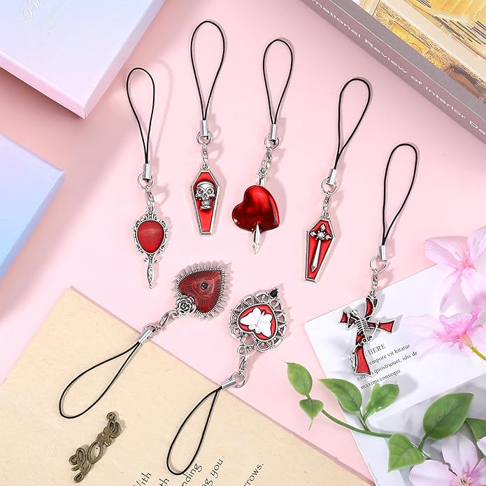 BEEFLYING Cute Charms for Mobile, Kawaii Charms Straps Aesthetic Y2K Cell Phone Pendants Accessories for Phone Bag Keychain Airpods Camera Wallet Decor
