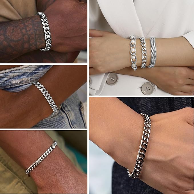 16.5 Feet Stainless Steel Cuban Chains Roll, 9mm Width Miami Curb Link Chains Spool Bulk for Jewelry Meking & DIY Craft