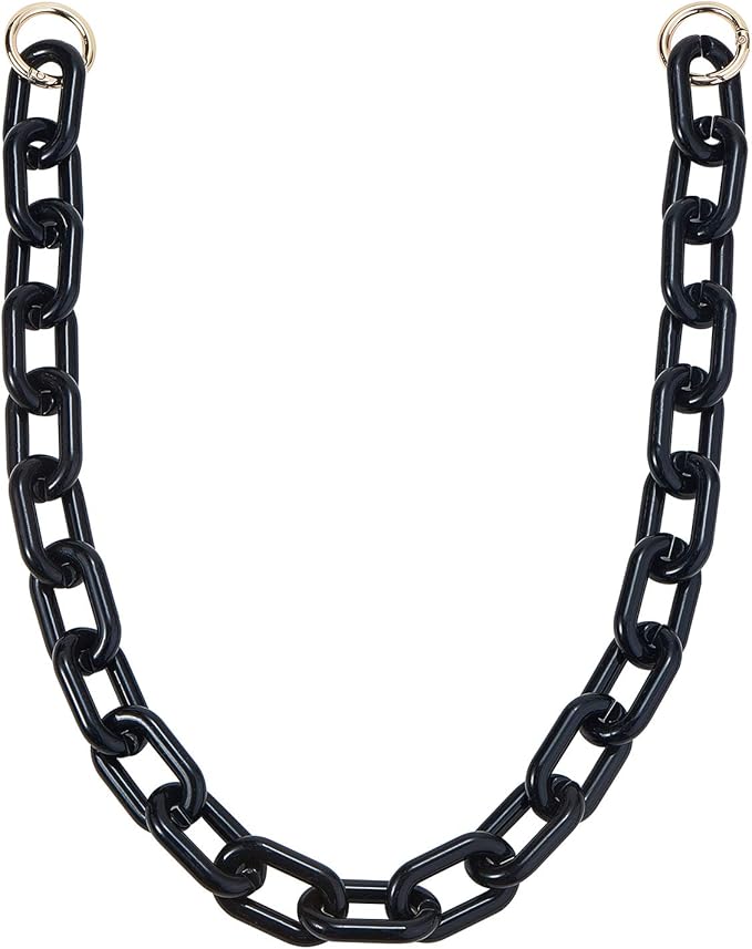 LiQunSweet Fashion Resin Plastic Black Short Thick Cross Chain Link Charms with Gate O Clasps for Shoulder Strap Replacement Handbag Decoration Bags Chain Accessories - 61cm