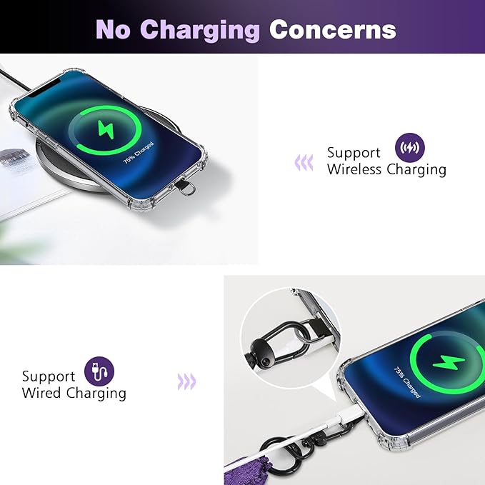 MoKo Universal Phone Lanyard, Nylon Adjustable Cell Phone Crossbody Strap Detachable Women & Men Cellphone Lanyards Around the Neck with Patches for iPhone, Most Smartphones, Dark Purple