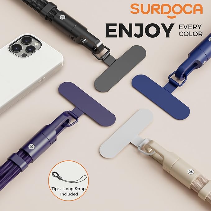 SURDOCA 3-In-1 Phone Lanyard for Crossbody, Neck & Wrist, Adjustable Anti Theft Phone Strap with Tether Tab & Loop Strap - Universal for Most Smartphones, Camera, Key - Travel Essentials