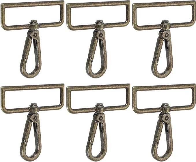Swivel Snap Hooks, Metal D Ring Keychain Lanyard Clip Hook Lobster Clasp Claw Push Gate Clip - Fitting for(Purse Making - Sewing - DIY Crafts) 6 Pcs & 2" & Bronze